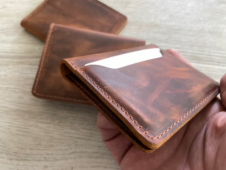 Buy Hand Crafted Brown Minimalist Wallet, Mens Slim Wallet, Card